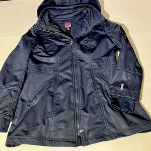 Zella winter jacket coat womens size large XL gray blue with hood fleece lined